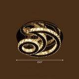 Clear K9 Crystal Moon And Sun Ceiling Lamp - Minimalist Stainless Steel Led Flush Light / 23.5’