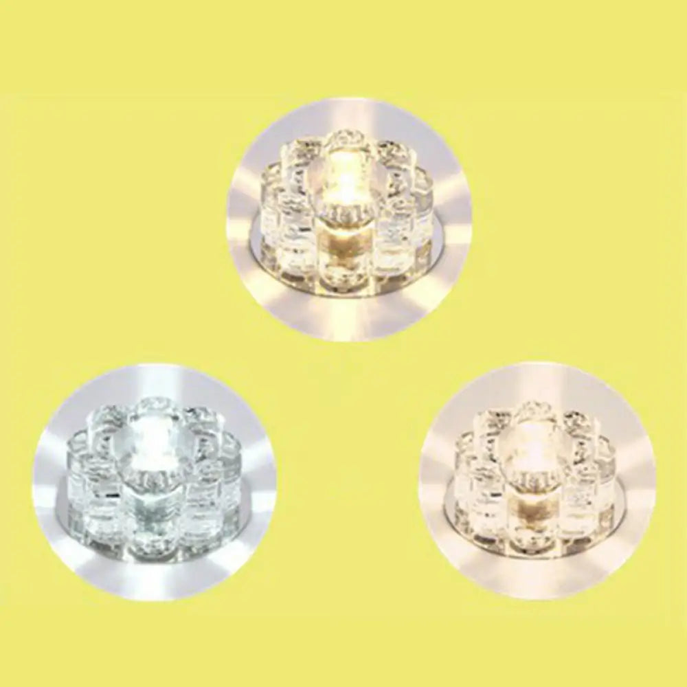 Clear Led Floral Crystal Flush Light - Stylish Ceiling Fixture For Living Room / 3W Third Gear