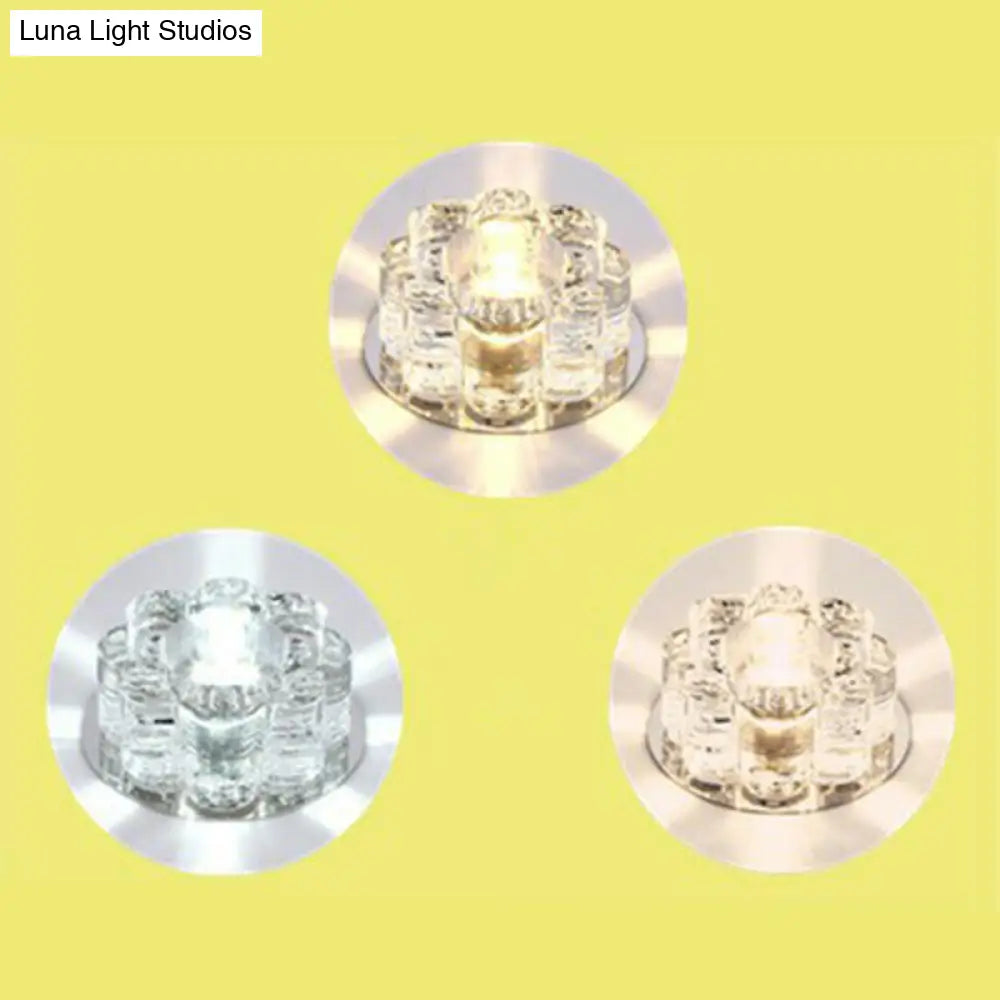 Clear Led Floral Crystal Flush Light - Stylish Ceiling Fixture For Living Room / 3W Third Gear