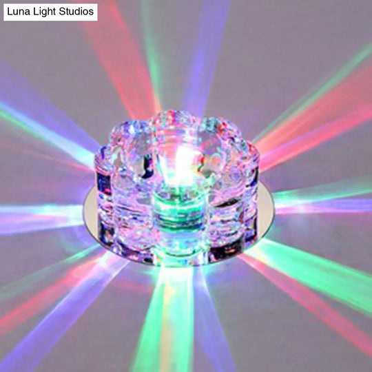 Clear Led Floral Crystal Flush Light - Stylish Ceiling Fixture For Living Room