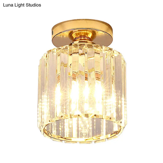 Clear Striped Glass Ceiling Light For Modern Semi-Flush Bedroom Illumination