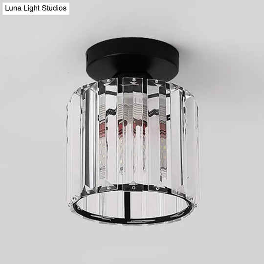 Clear Striped Glass Ceiling Light For Modern Semi-Flush Bedroom Illumination