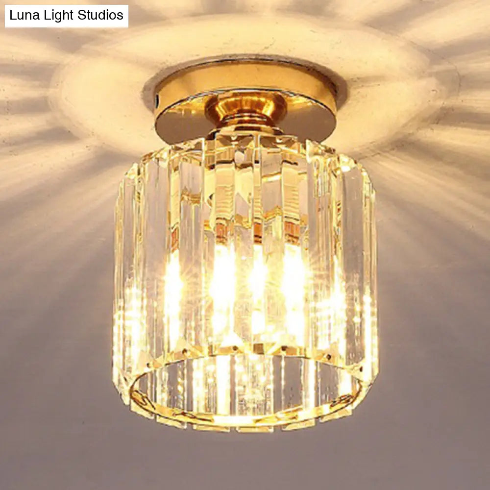 Clear Striped Glass Ceiling Light For Modern Semi-Flush Bedroom Illumination