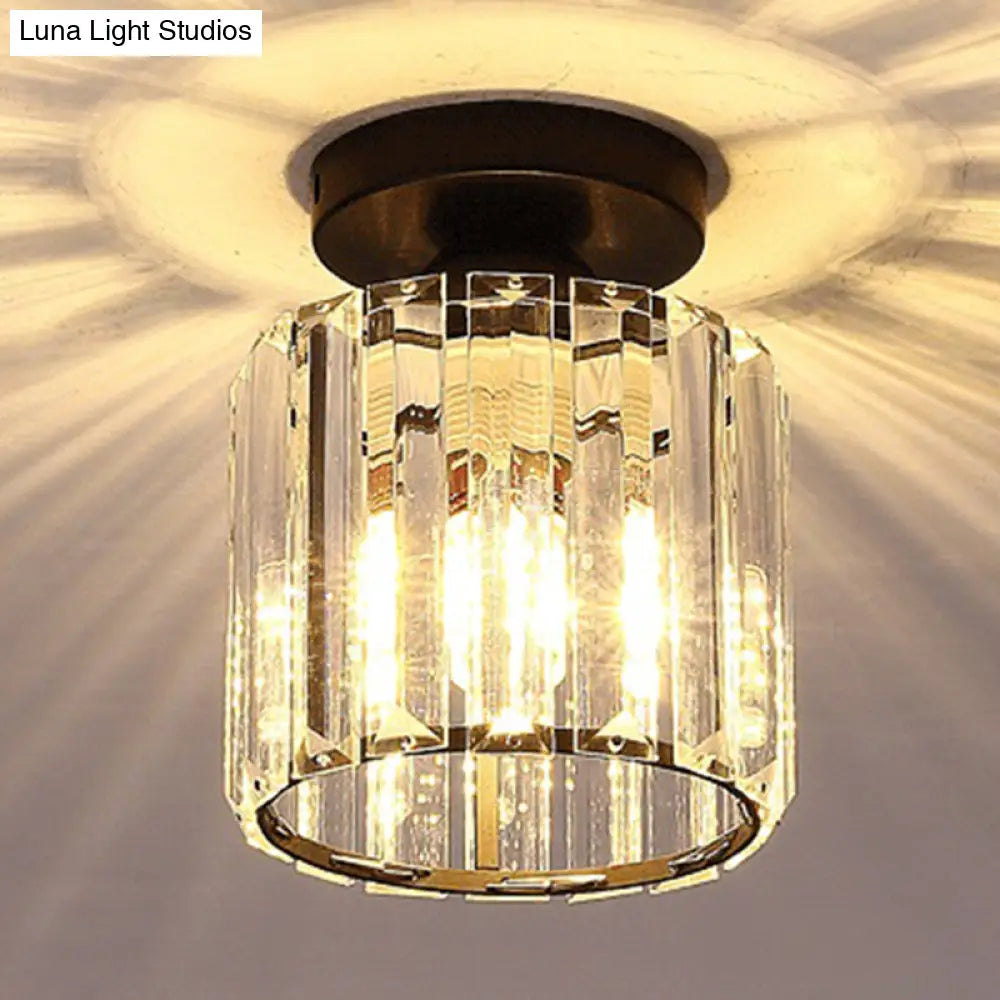 Clear Striped Glass Ceiling Light For Modern Semi-Flush Bedroom Illumination