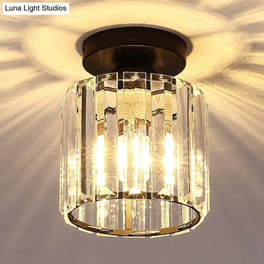 Clear Striped Glass Ceiling Light For Modern Semi-Flush Bedroom Illumination