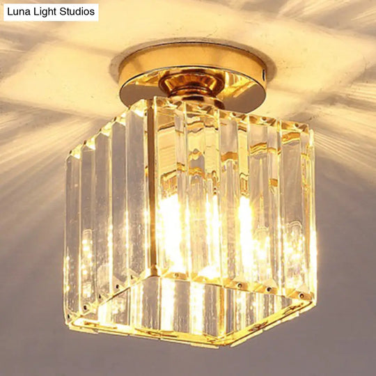 Clear Striped Glass Ceiling Light For Modern Semi-Flush Bedroom Illumination