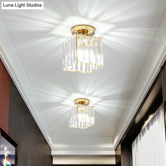 Clear Striped Glass Ceiling Light For Modern Semi-Flush Bedroom Illumination