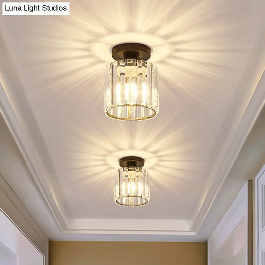 Clear Striped Glass Ceiling Light For Modern Semi-Flush Bedroom Illumination