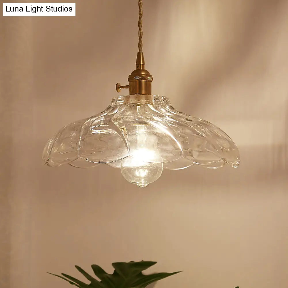 Modern Clear Textured Glass Dome Pendant Light - Kitchen Hanging Lamp With 1 Bulb And Cord