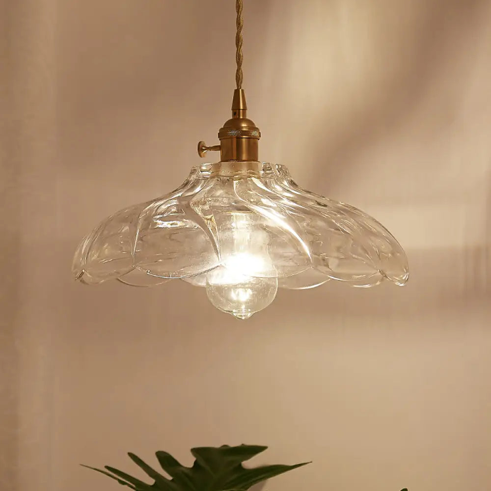 Clear Textured Glass Dome Pendant Light With Cord - Modern Kitchen Lighting