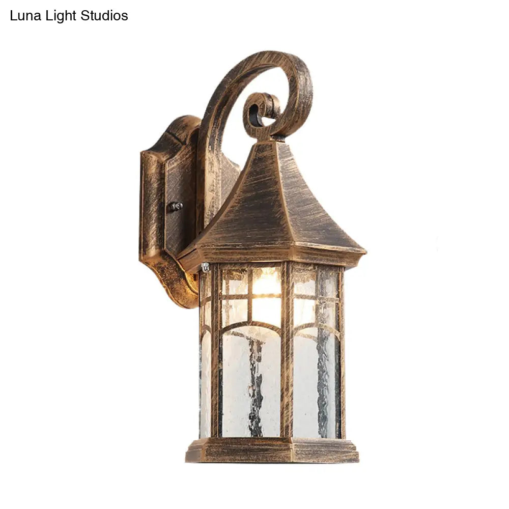 Clear Water Glass Sconce - Farmhouse Black/Bronze Wall Mounted Light Pavilion Courtyard