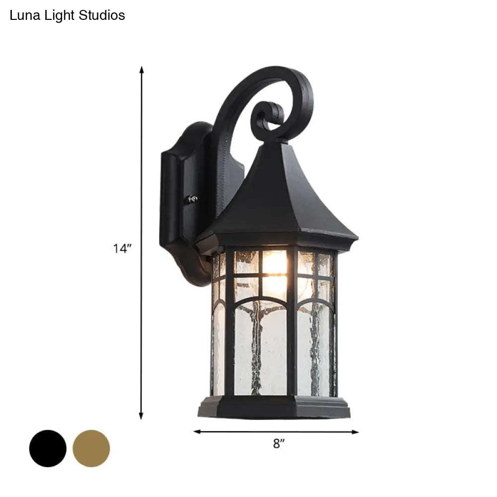 Clear Water Glass Sconce - Farmhouse Black/Bronze Wall Mounted Light Pavilion Courtyard