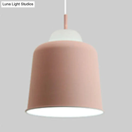 Macaron Loft Cloth Shop Pendant Light - Adjustable Height Metal Shade 1 Head Hanging Lamp Pink