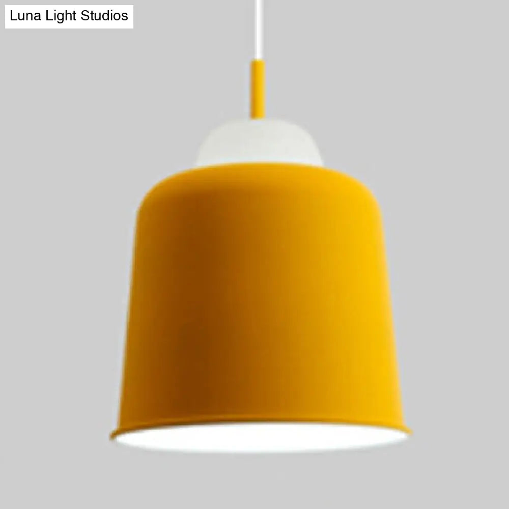 Macaron Loft Cloth Shop Pendant Light - Adjustable Height Metal Shade 1 Head Hanging Lamp Yellow