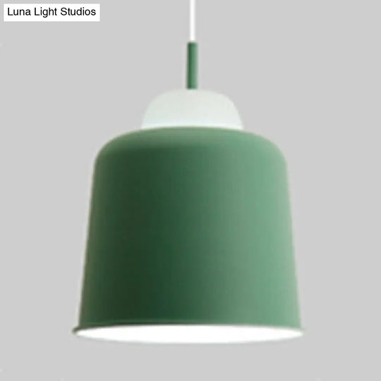 Macaron Loft Cloth Shop Pendant Light - Adjustable Height Metal Shade 1 Head Hanging Lamp Green