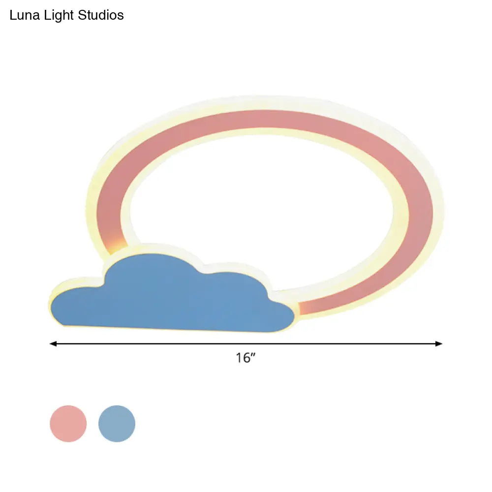 Cloud And Loop Flushmount Lamp For Kids Room – Blue/Pink Finish Minimalist Led Acrylic Lighting