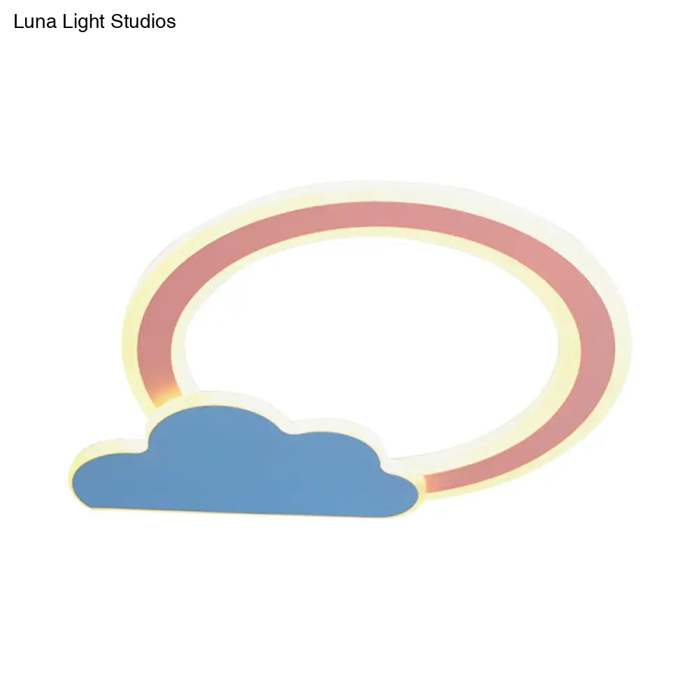 Cloud And Loop Flushmount Lamp For Kids Room – Blue/Pink Finish Minimalist Led Acrylic Lighting