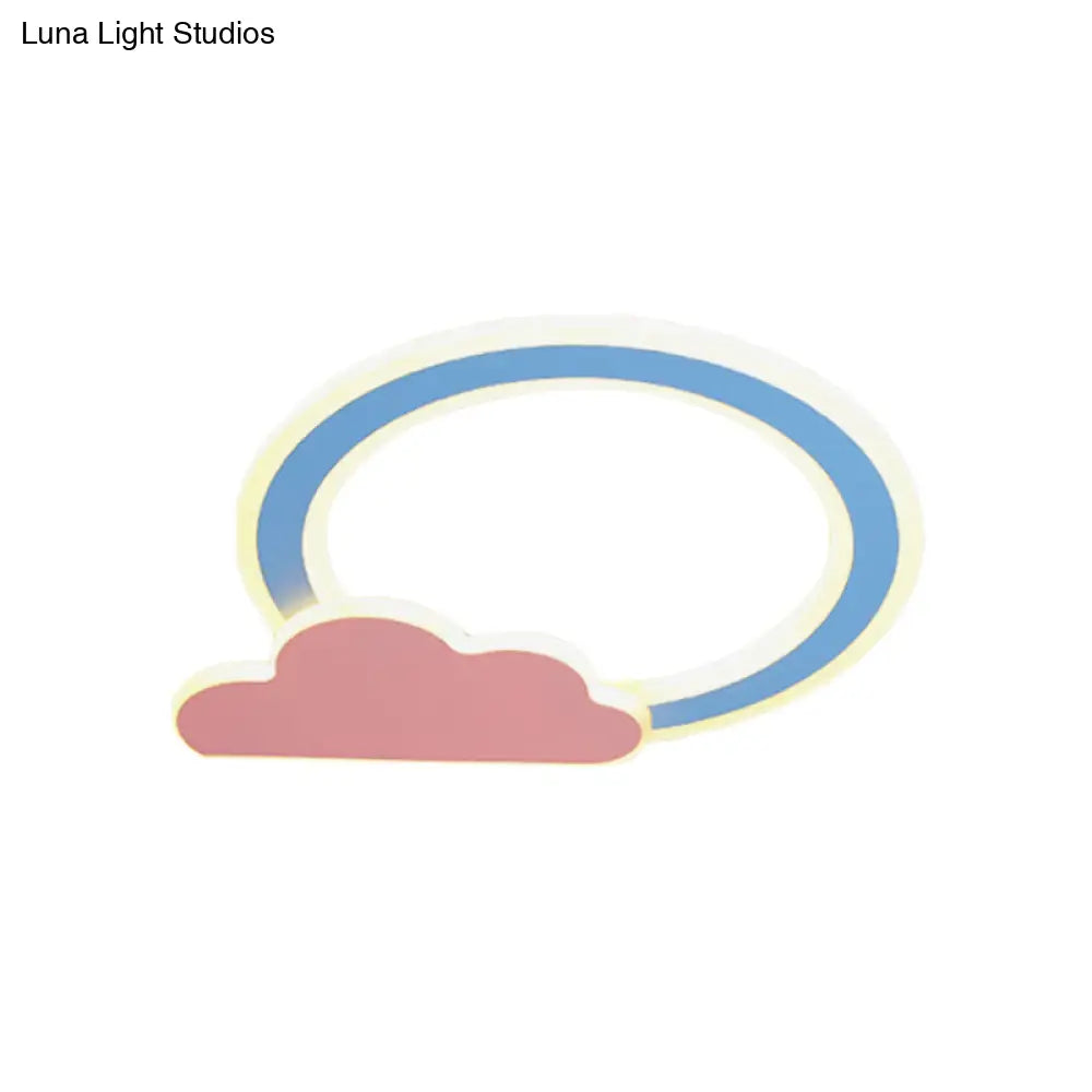 Cloud And Loop Flushmount Lamp For Kids Room – Blue/Pink Finish Minimalist Led Acrylic Lighting