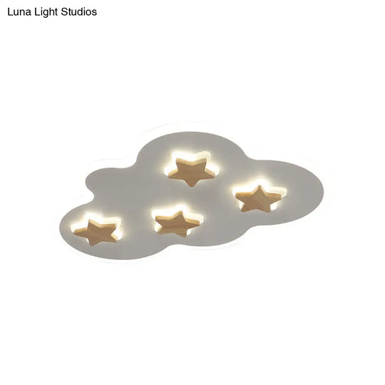 Cloud And Star Acrylic Flush Mount Ceiling Light For Kids Bedroom - Art Deco Fixture