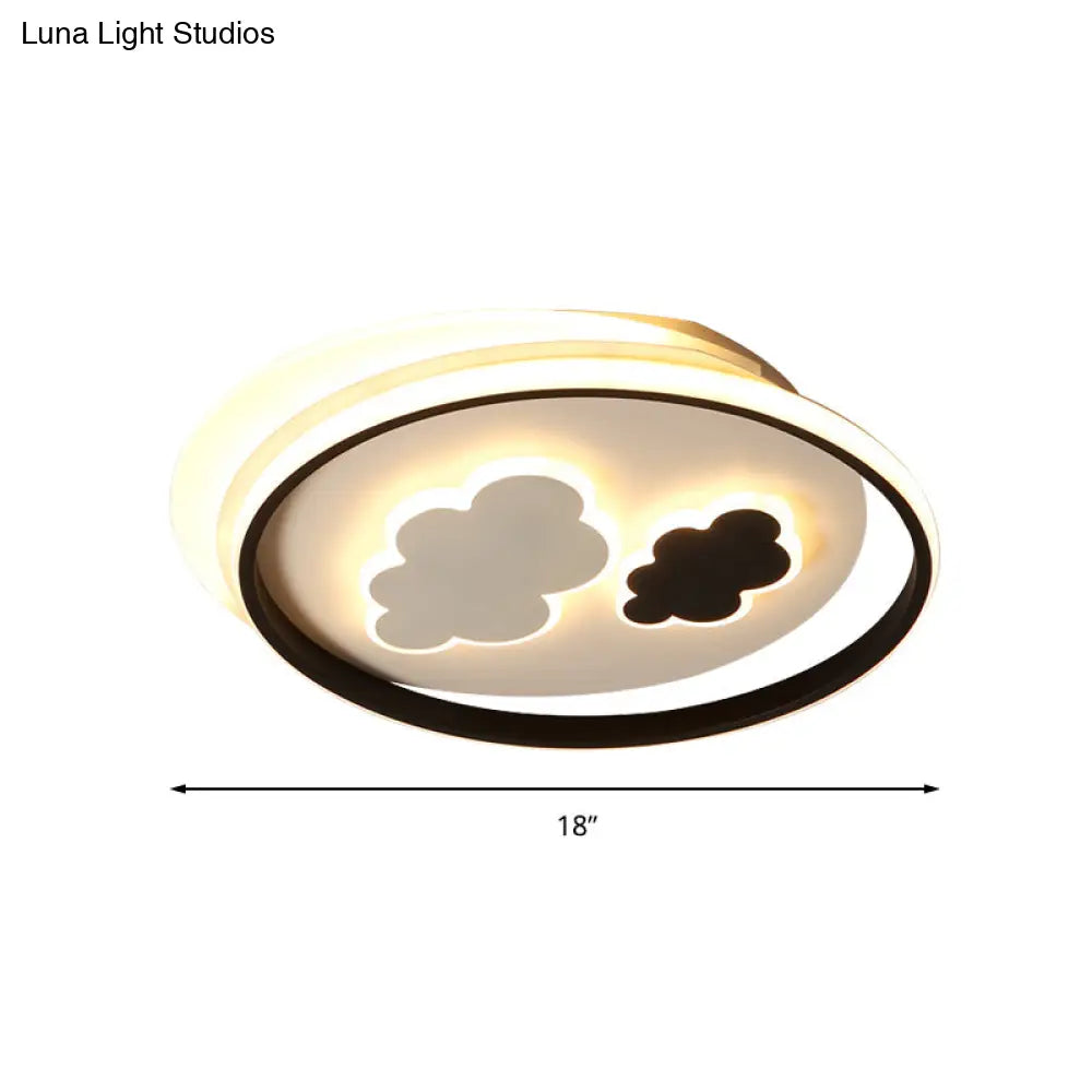 Cloud Ceiling Lamp: Black & White Cartoon Acrylic Led Light For Kindergarten