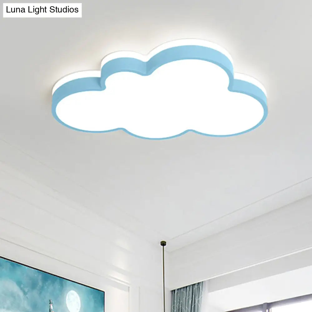 Cloud Flush Light Fixture - Minimalist Acrylic Mount Ceiling (1 Light) Blue / 19.5 White