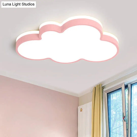 Cloud Flush Light Fixture - Minimalist Acrylic Mount Ceiling (1 Light) Pink / 19.5 White