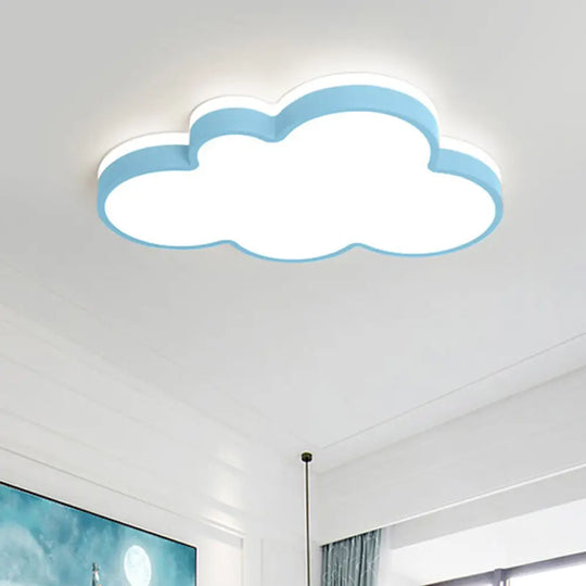 Cloud Flush Light Fixture - Minimalist Acrylic Mount Ceiling (1 Light) Blue / 19.5’ White