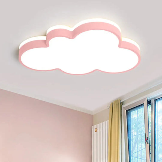 Cloud Flush Light Fixture - Minimalist Acrylic Mount Ceiling (1 Light) Pink / 19.5’ White