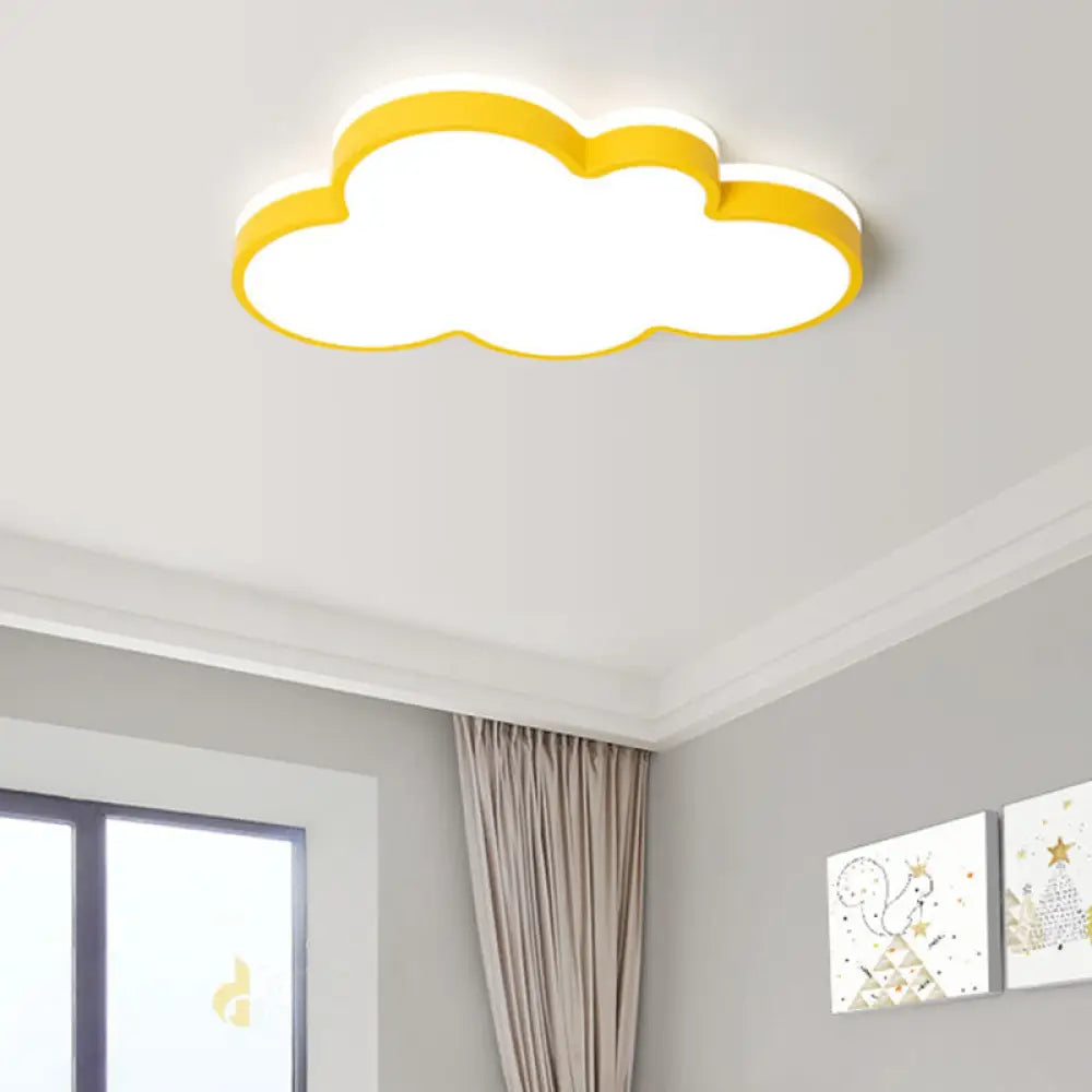 Cloud Flush Light Fixture - Minimalist Acrylic Mount Ceiling (1 Light) Yellow / 19.5’ Warm