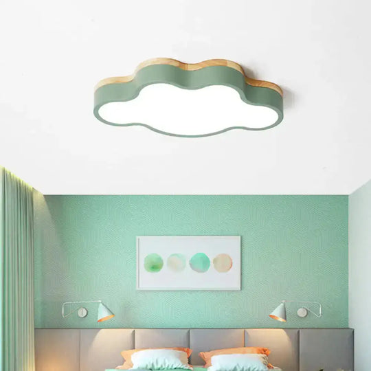 Cloud Led Flush Light With Acrylic Shade For Baby’s Room Green