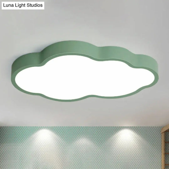 Cloud Led Flush Mount Ceiling Light - Minimalist Metallic Kindergarten Lighting Green / Small White