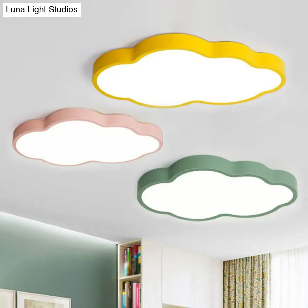 Cloud Led Flush Mount Ceiling Light - Minimalist Metallic Kindergarten Lighting