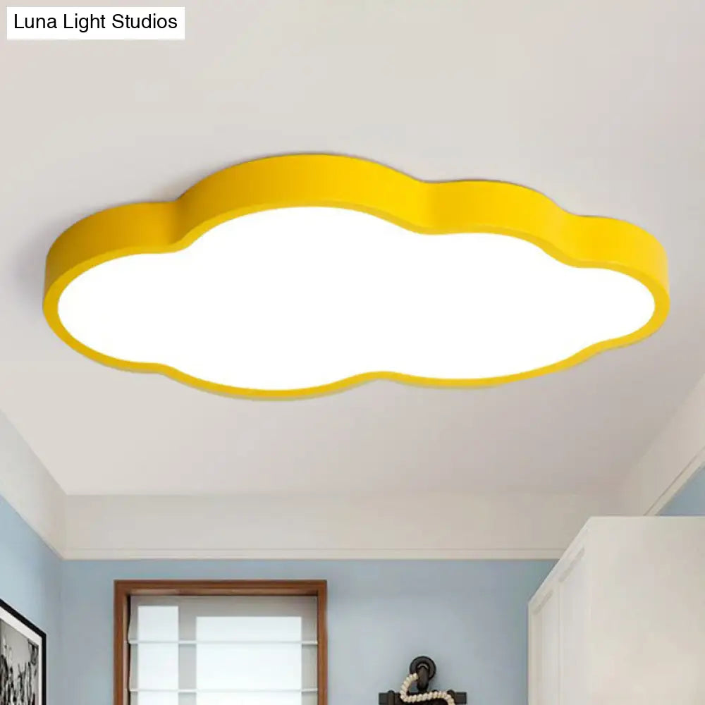 Cloud Led Flush Mount Ceiling Light - Minimalist Metallic Kindergarten Lighting Yellow / Small White