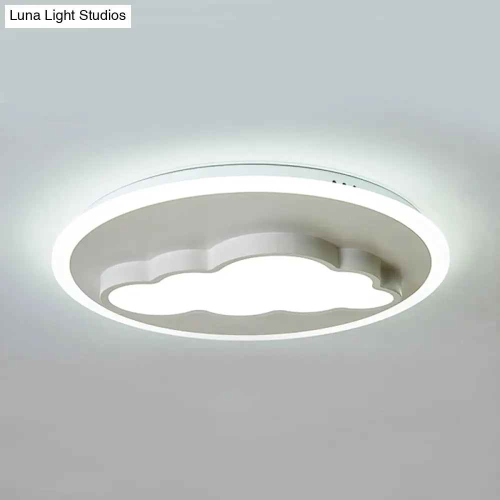 Cloud Modern Stylish Acrylic Ceiling Light- Big O Flush Mount In White For Kitchen