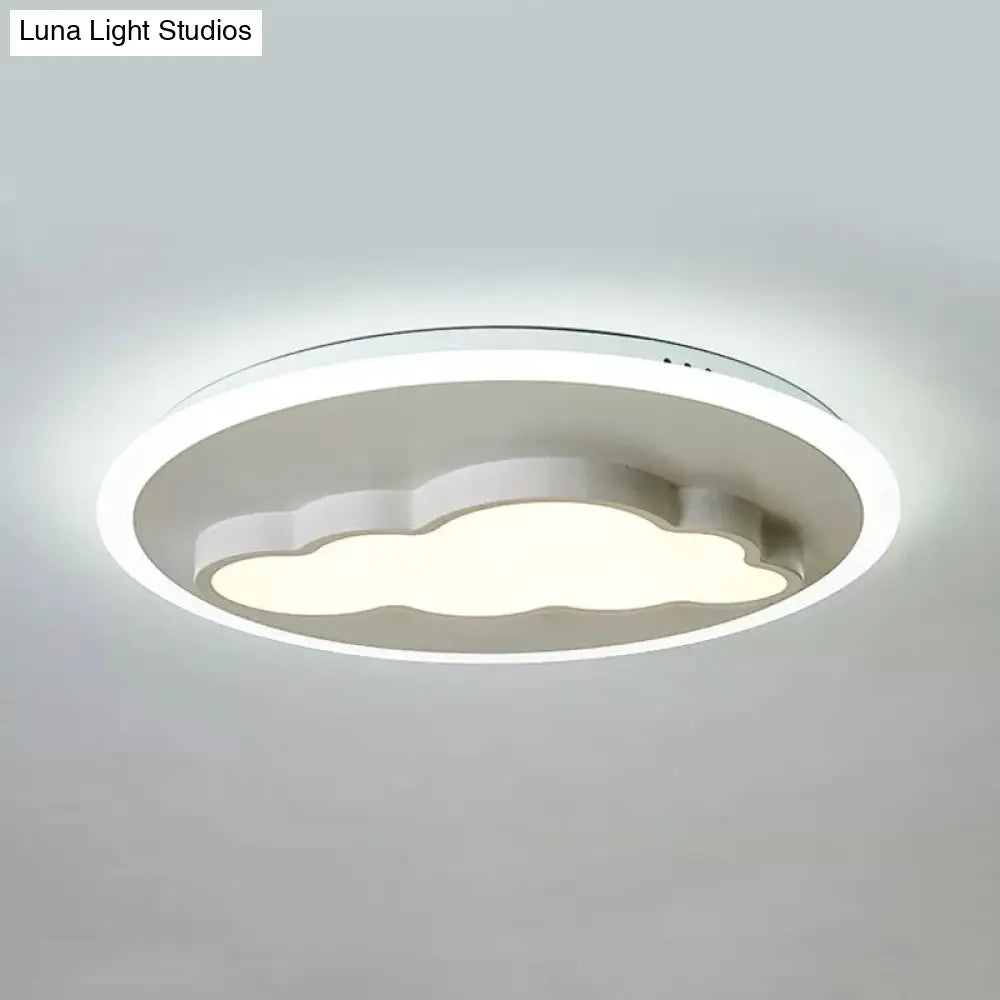 Cloud Modern Stylish Acrylic Ceiling Light- Big O Flush Mount In White For Kitchen / Warm