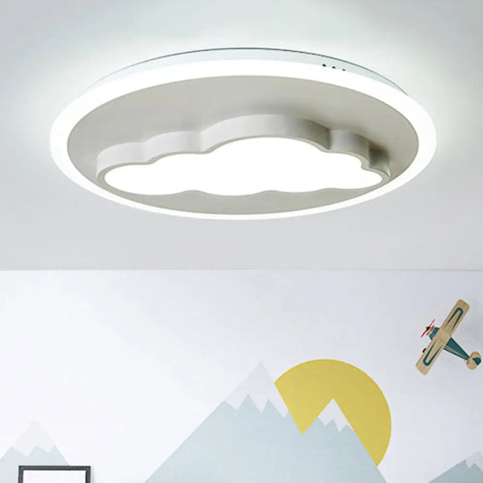 Cloud Modern Stylish Acrylic Ceiling Light- Big O Flush Mount In White For Kitchen /