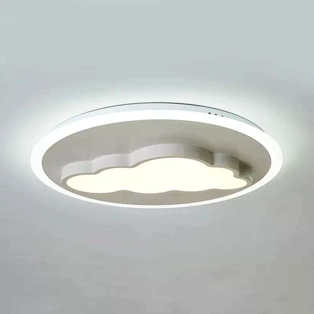 Cloud Modern Stylish Acrylic Ceiling Light- Big O Flush Mount In White For Kitchen / Warm