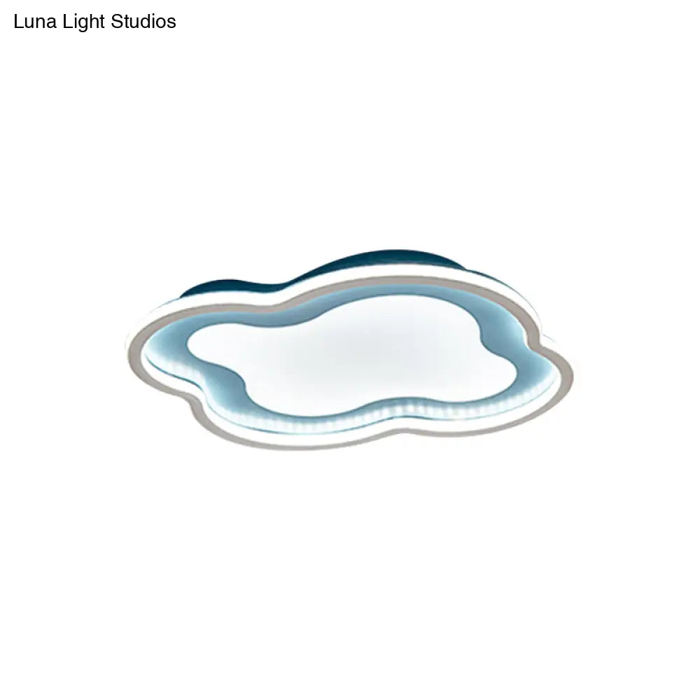 Cloud-Shape Led Ceiling Light Fixture For Nursery Room - Modern Metallic Design White/Blue