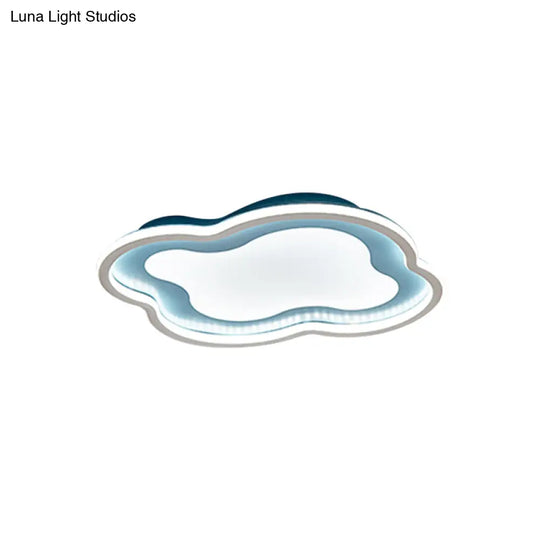 Cloud-Shape Led Ceiling Light Fixture For Nursery Room - Modern Metallic Design White/Blue