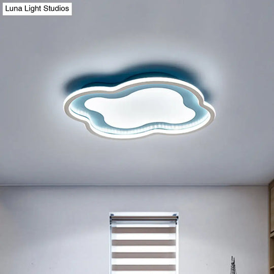 Cloud-Shape Led Ceiling Light Fixture For Nursery Room - Modern Metallic Design White/Blue