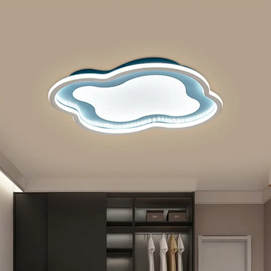 Cloud-Shape Led Ceiling Light Fixture For Nursery Room - Modern Metallic Design White/Blue