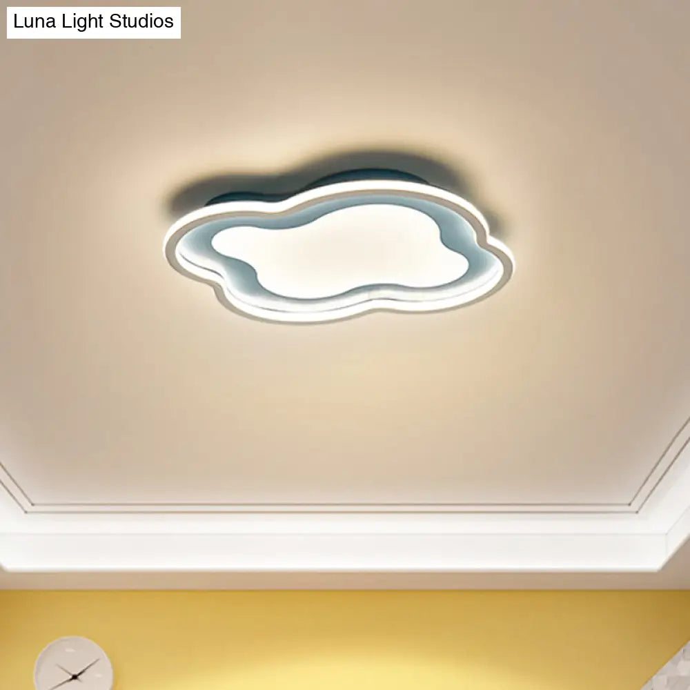 Cloud-Shape Led Ceiling Light Fixture For Nursery Room - Modern Metallic Design White/Blue