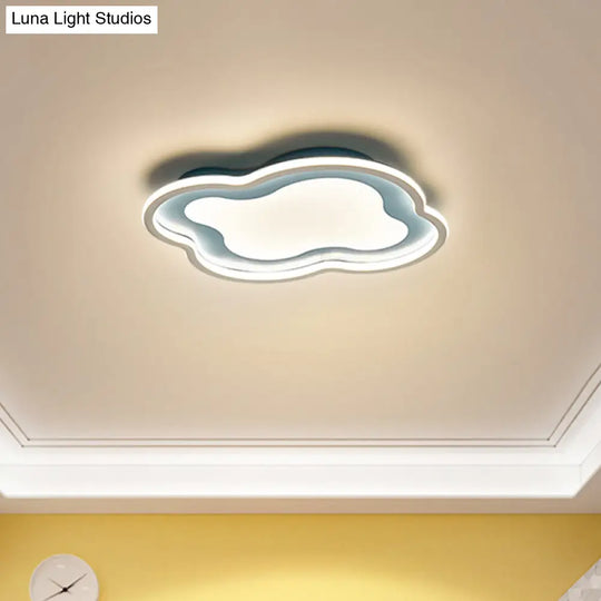 Cloud-Shape Led Ceiling Light Fixture For Nursery Room - Modern Metallic Design White/Blue