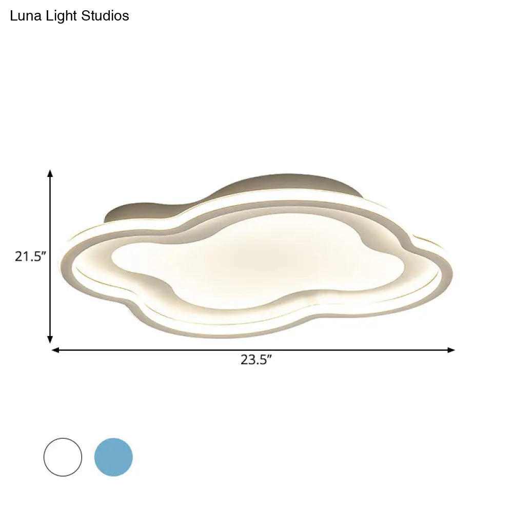 Cloud-Shape Led Ceiling Light Fixture For Nursery Room - Modern Metallic Design White/Blue