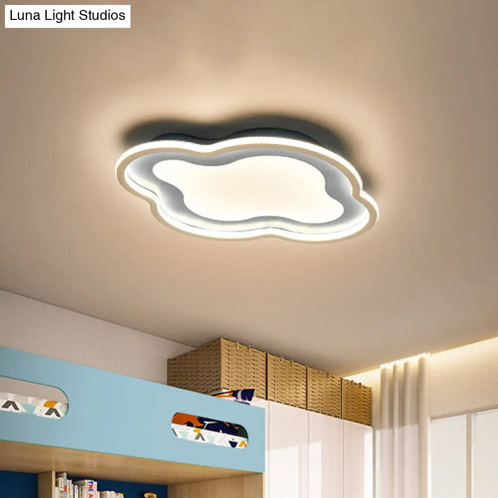 Cloud-Shape Led Ceiling Light Fixture For Nursery Room - Modern Metallic Design White/Blue