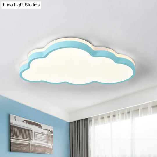 Cloud Shaped Led Flush Mount Ceiling Light For Kids Bedroom - Nordic Style Blue / Small White