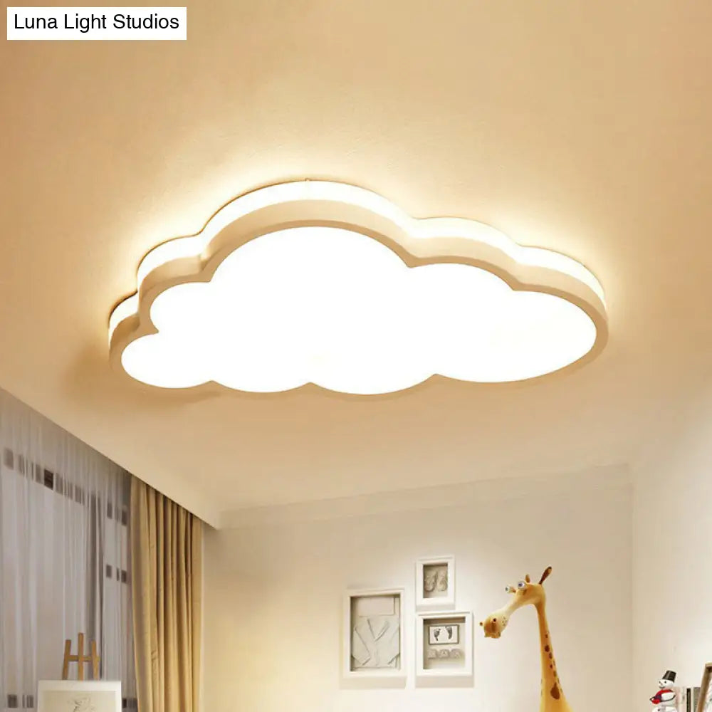 Cloud Shaped Led Flush Mount Ceiling Light For Kids Bedroom - Nordic Style White / Small