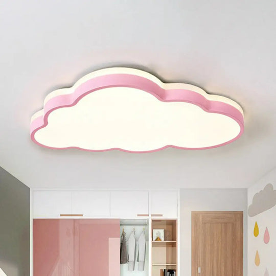 Cloud Shaped Led Flush Mount Ceiling Light For Kids Bedroom - Nordic Style Pink / Small White