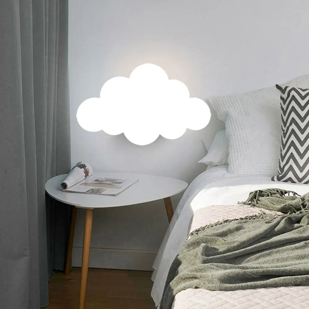 Cloud-Shaped Led Wall Lamp For Kindergarten With White Finish - Ideal Corridors