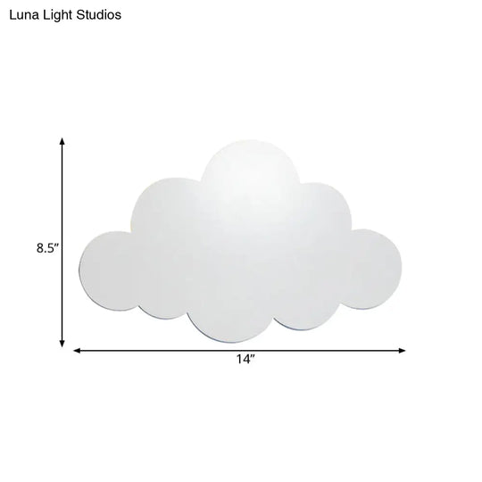 Cloud-Shaped Led Wall Lamp For Kindergarten With White Finish - Ideal Corridors